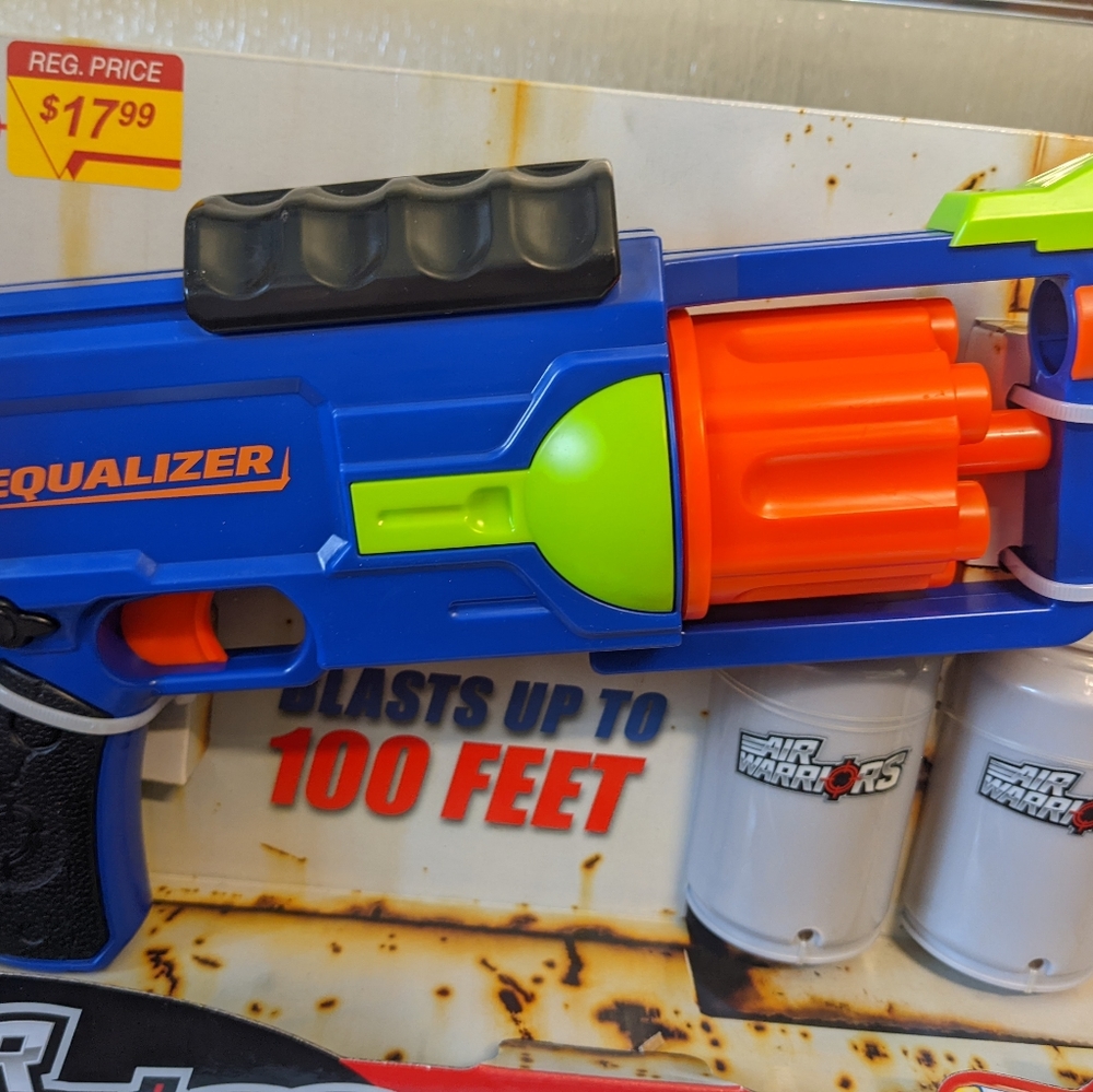 Air Warriors Equalizer Toy Gun With Long Distance Darts & 3 Target Cans - Picture 11 of 12